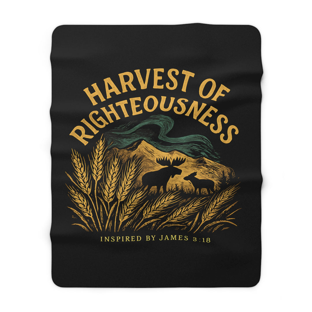 Inspirational Sherpa Fleece Blanket - Harvest of Righteousness Design