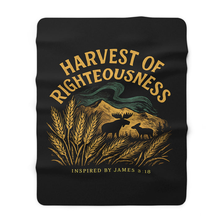 Inspirational Sherpa Fleece Blanket - Harvest of Righteousness Design