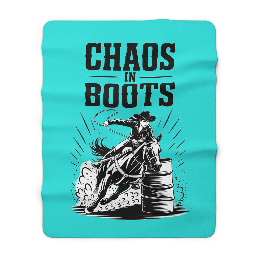 Chaos in Boots Barrel Racing Queen Sherpa Blanket