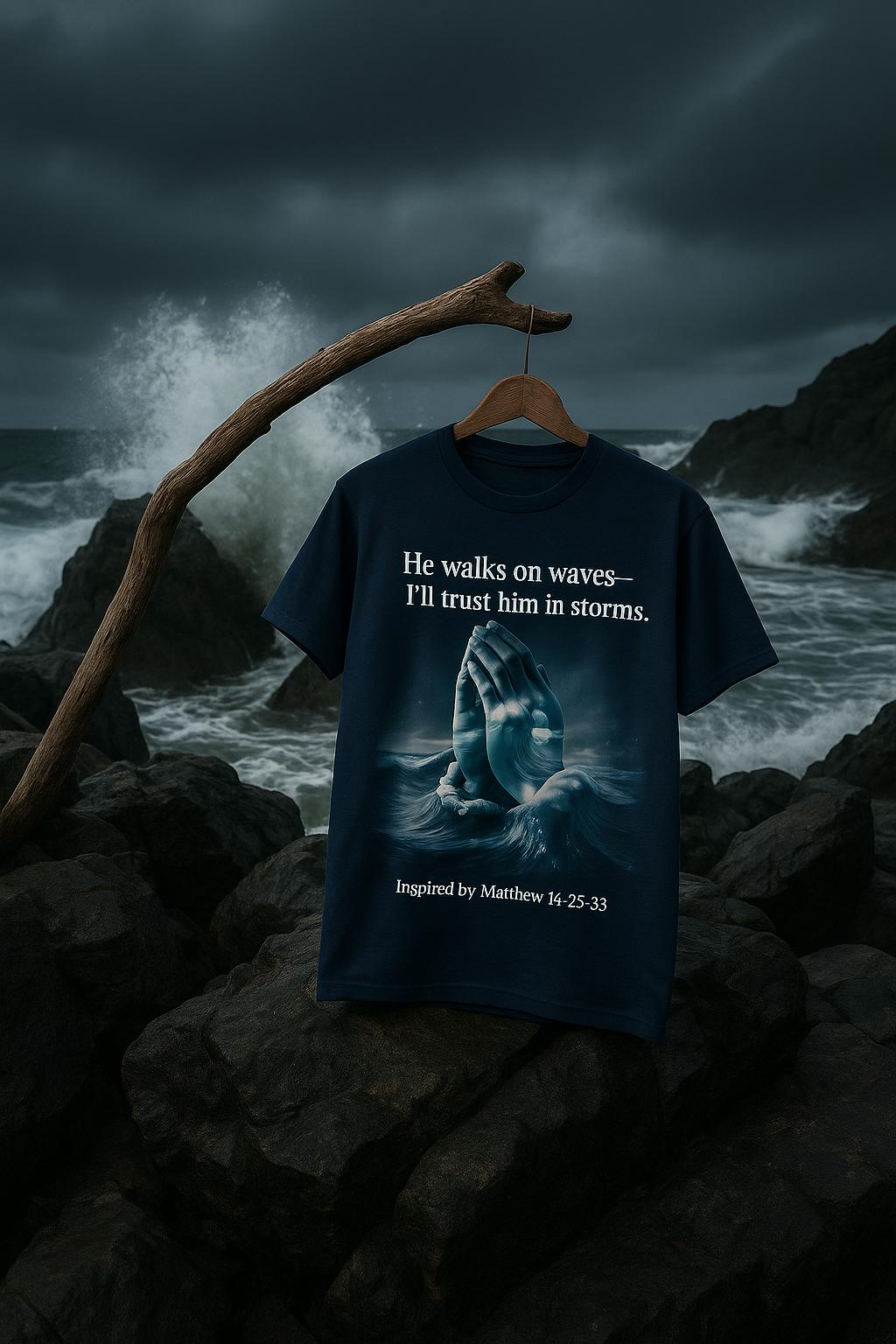 He Walks On Waves, I Will Trust Him in Storms T-shirt