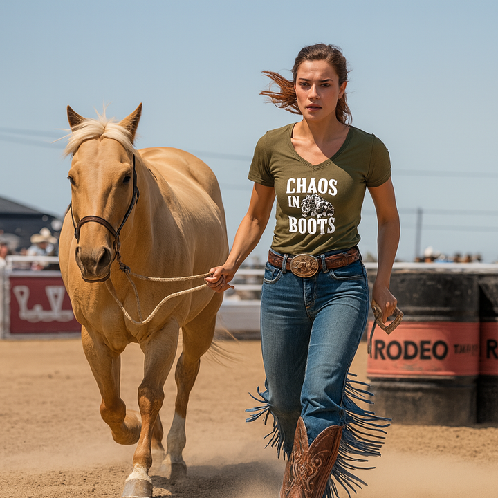 Barrel Racing Chaos in Boots T-Shirt