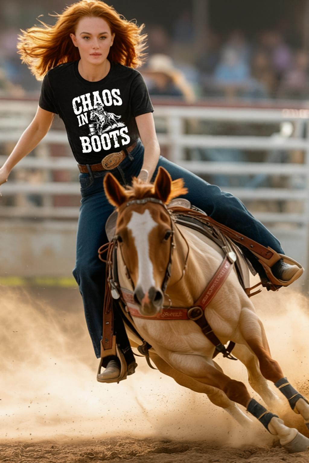 Barrel Racing Chaos in Boots T-Shirt