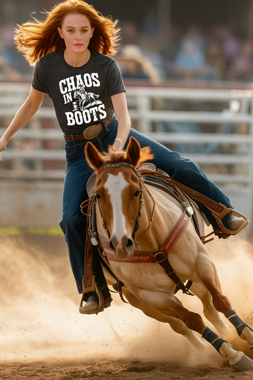 Barrel Racing Chaos in Boots T-Shirt