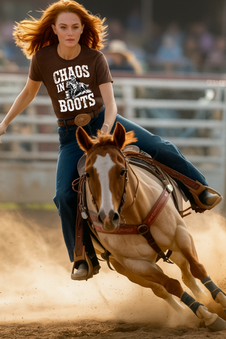 Barrel Racing Chaos in Boots T-Shirt