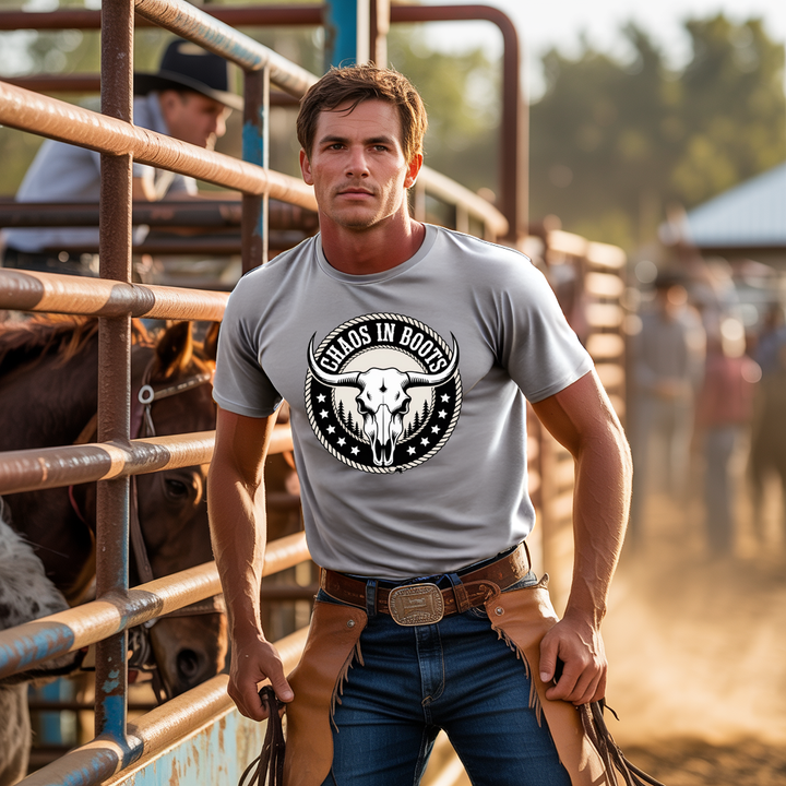 Chaos in Boots - Alaska Rodeo Badge T-Shirt