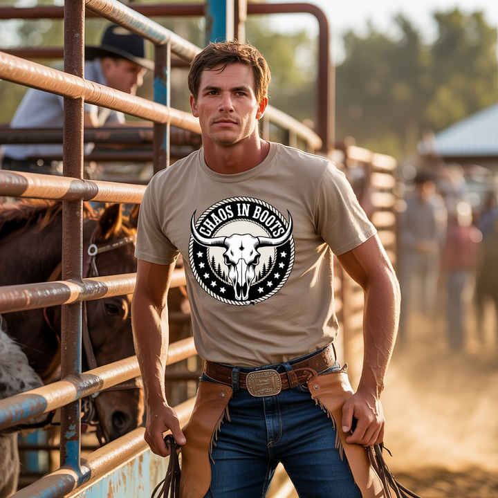 Chaos in Boots - Alaska Rodeo Badge T-Shirt