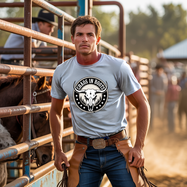 Chaos in Boots - Alaska Rodeo Badge T-Shirt