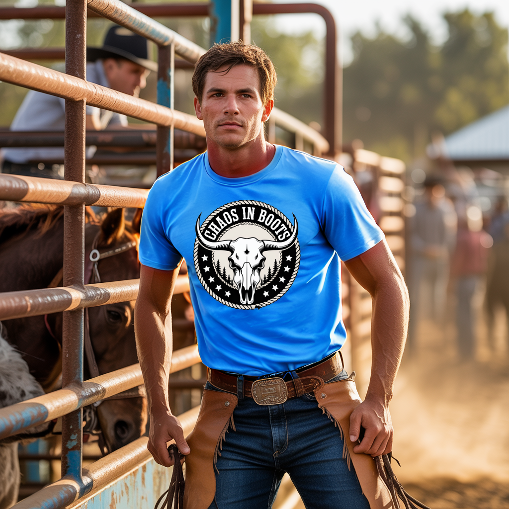 Chaos in Boots - Alaska Rodeo Badge T-Shirt