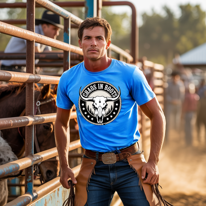 Chaos in Boots - Alaska Rodeo Badge T-Shirt