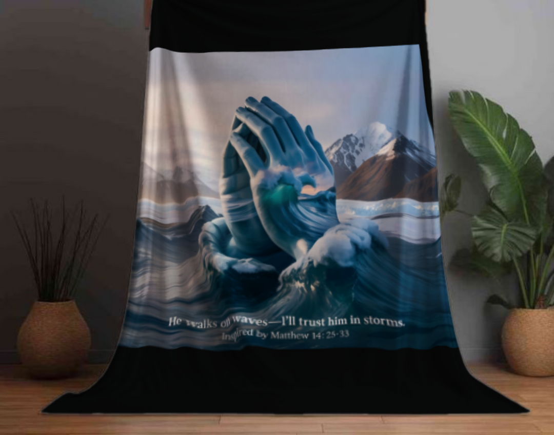 Inspirational Sherpa Fleece Blanket - Trust in Storms Design