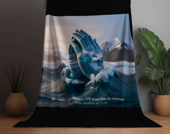 Inspirational Sherpa Fleece Blanket - Trust in Storms Design