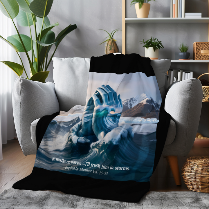 Inspirational Sherpa Fleece Blanket - Trust in Storms Design