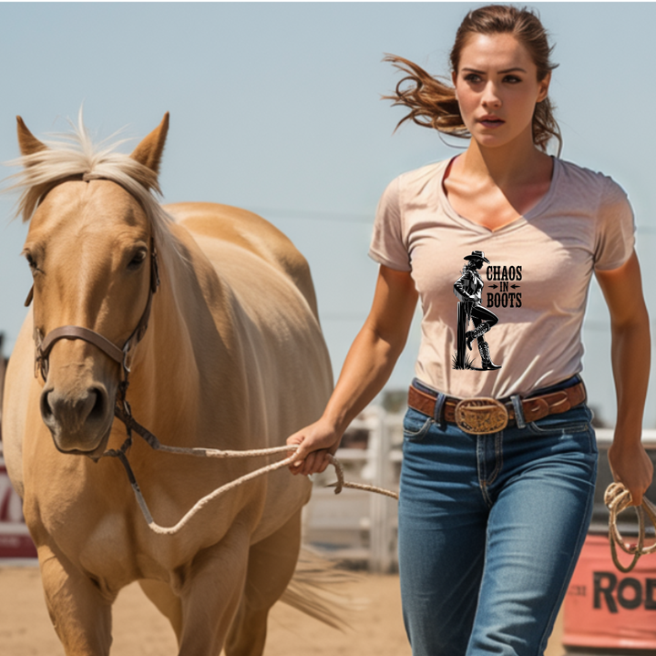 Chaos in Boots - Cowgirl Rebel T-Shirt