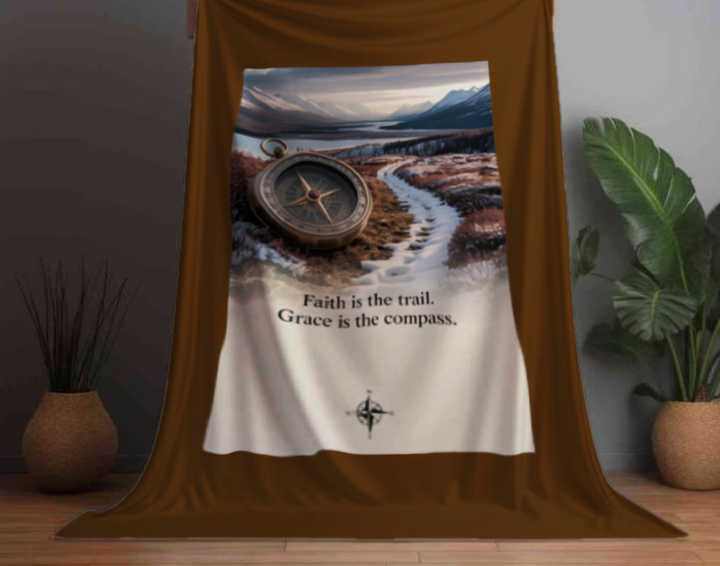 Sherpa Fleece Blanket - Faith is the Trail Design