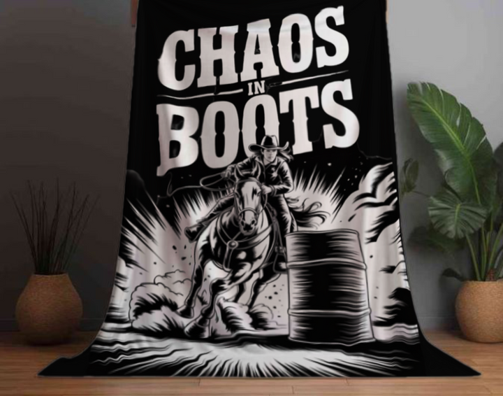 Sherpa Fleece Blanket - Chaos in Boots - Barrel Queen A Design