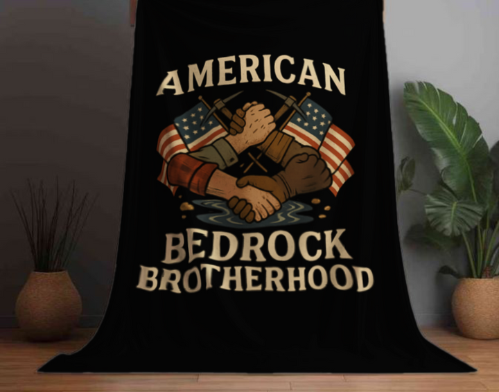 Sherpa Fleece Blanket - American Bedrock Brotherhood Design