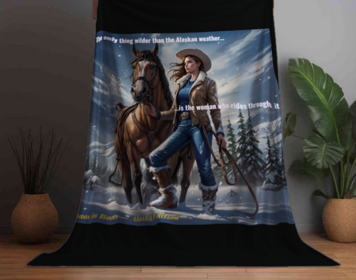 Sherpa Fleece Blanket - Chaos in Boots - Rider of the Storm Design