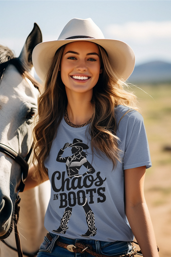 Chaos in Boots Cowgirl Grit T-shirt