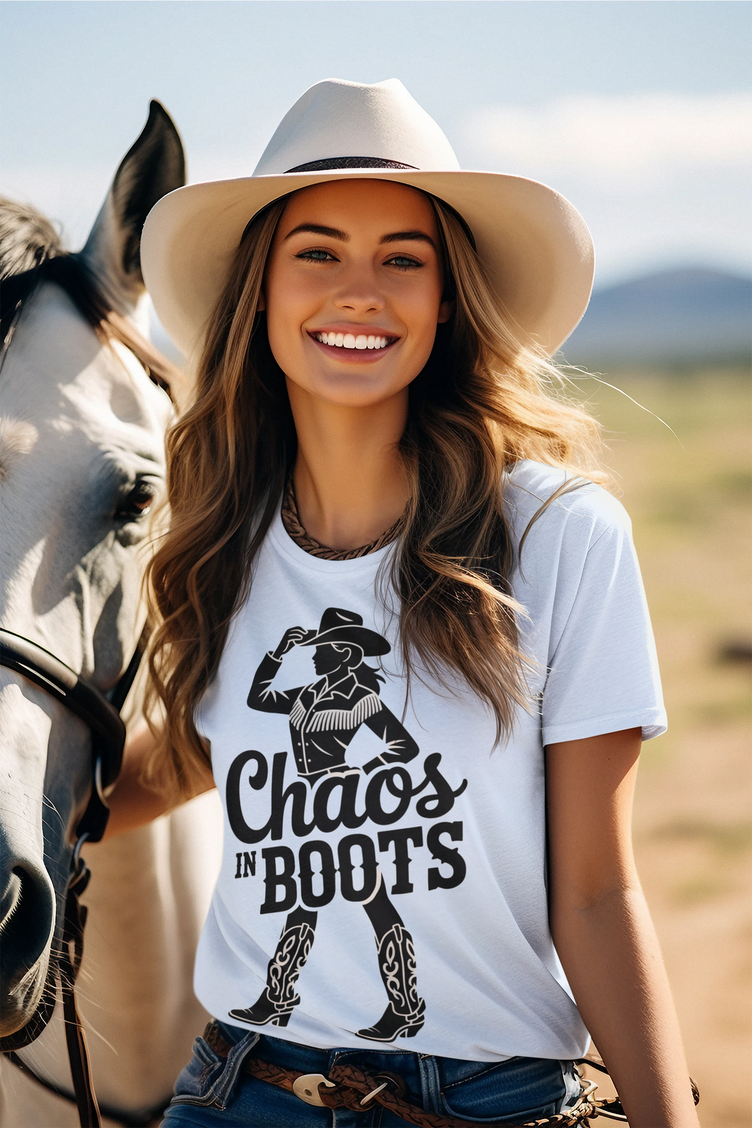 Chaos in Boots Cowgirl Grit T-shirt