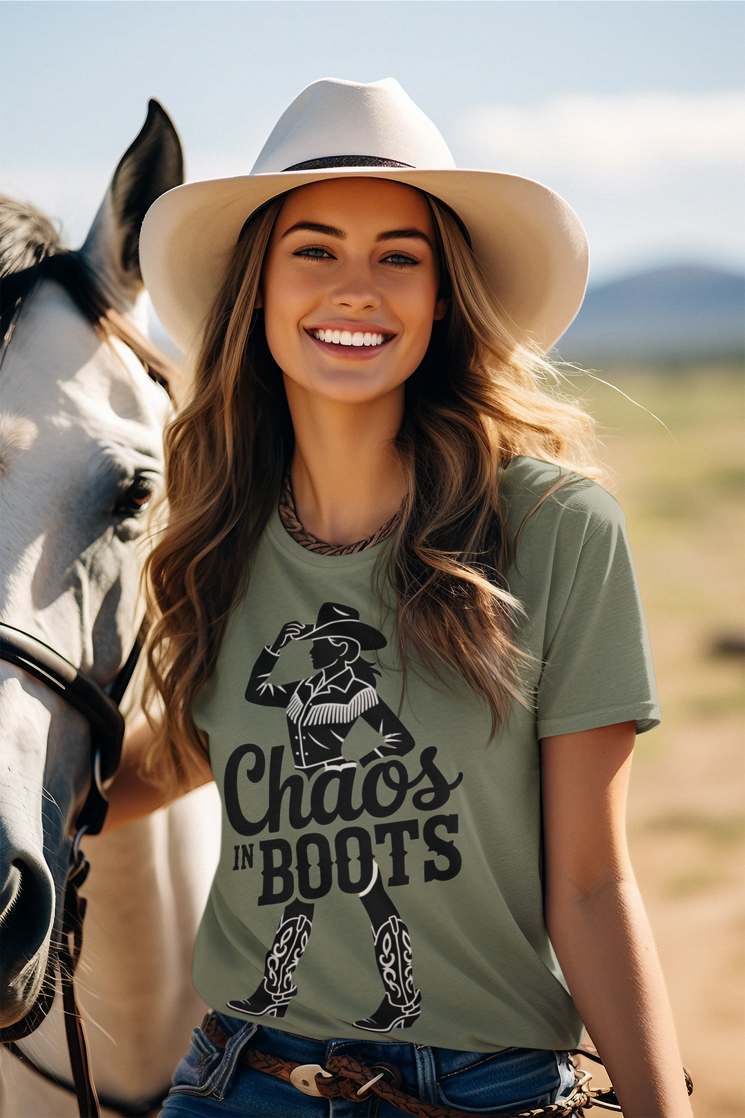 Chaos in Boots Cowgirl Grit T-shirt
