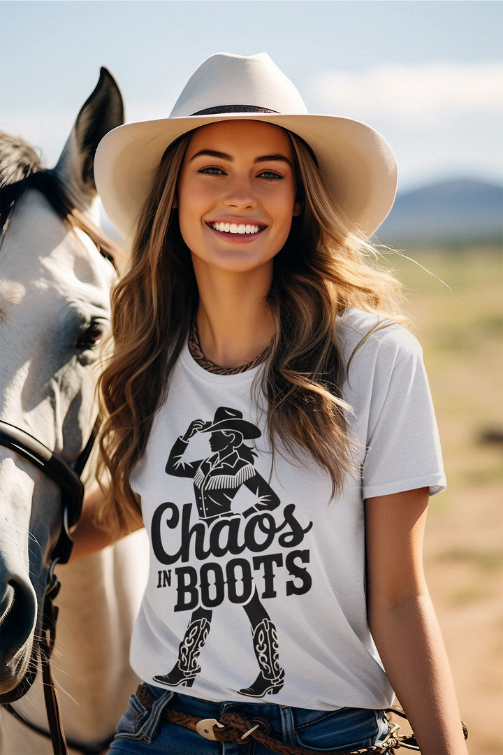 Chaos in Boots Cowgirl Grit T-shirt