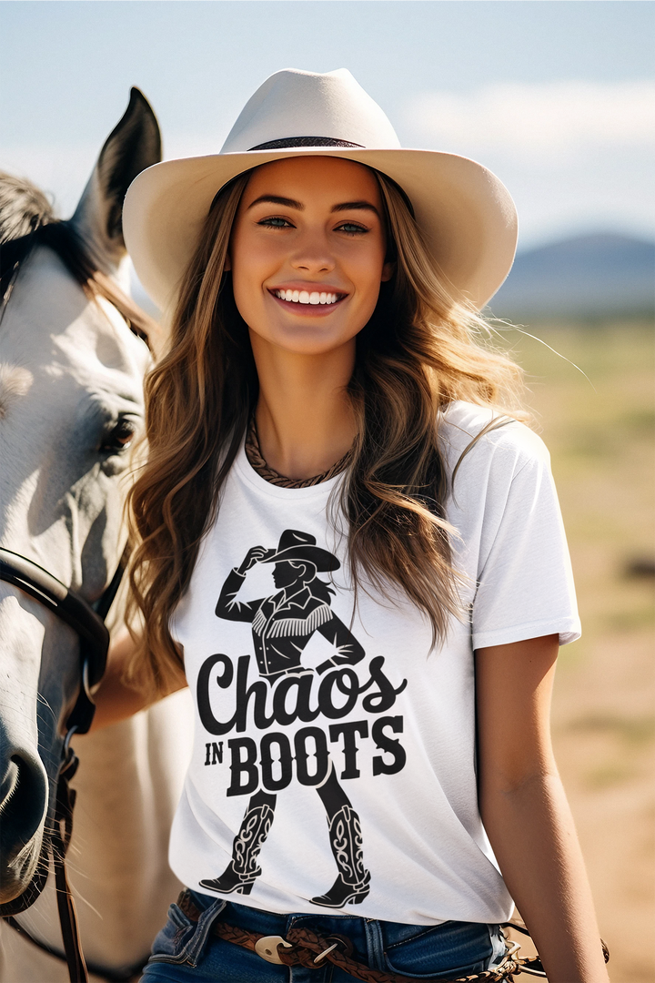 Chaos in Boots Cowgirl Grit T-shirt