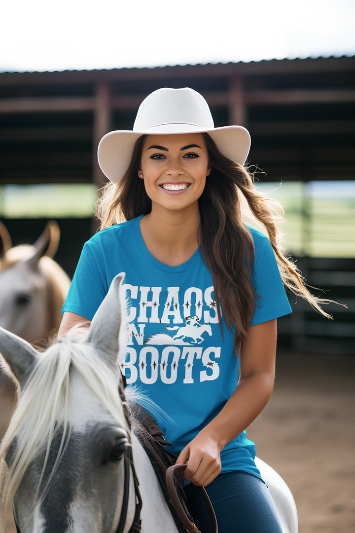 Chaos in Boots – Fast Barrel Racing T-Shirt