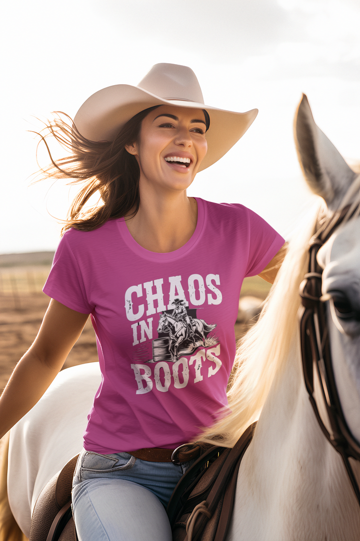 Barrel Racing Chaos in Boots T-Shirt