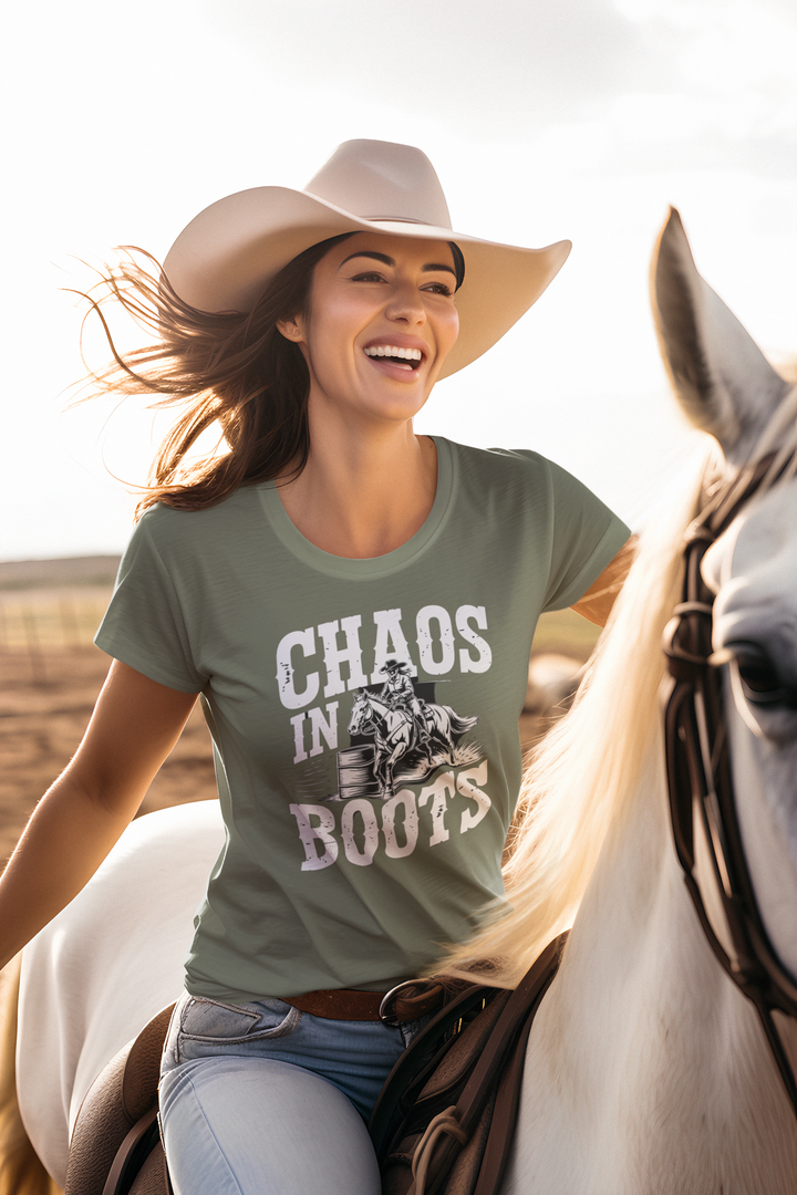Barrel Racing Chaos in Boots T-Shirt