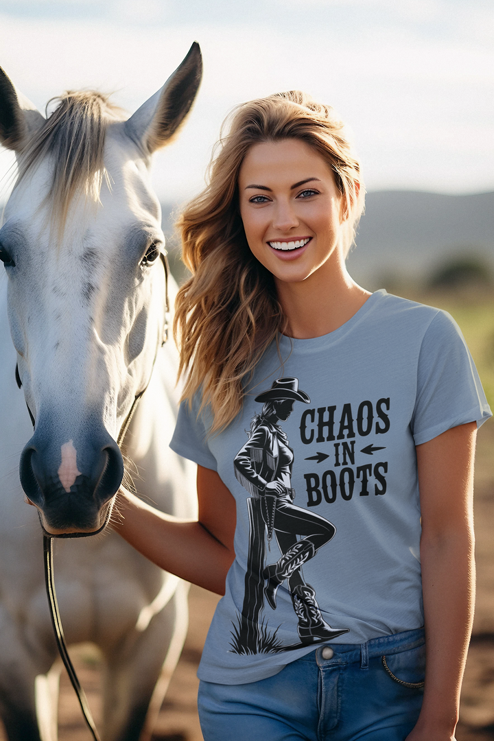 Chaos in Boots - Cowgirl Rebel T-Shirt