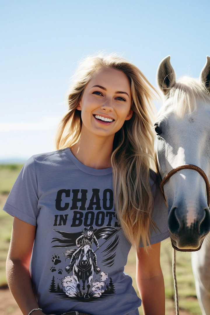 Chaos in Boots – Frontier Freedom Rider T-Shirt