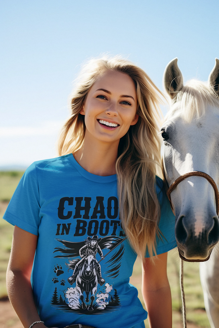 Chaos in Boots – Frontier Freedom Rider T-Shirt