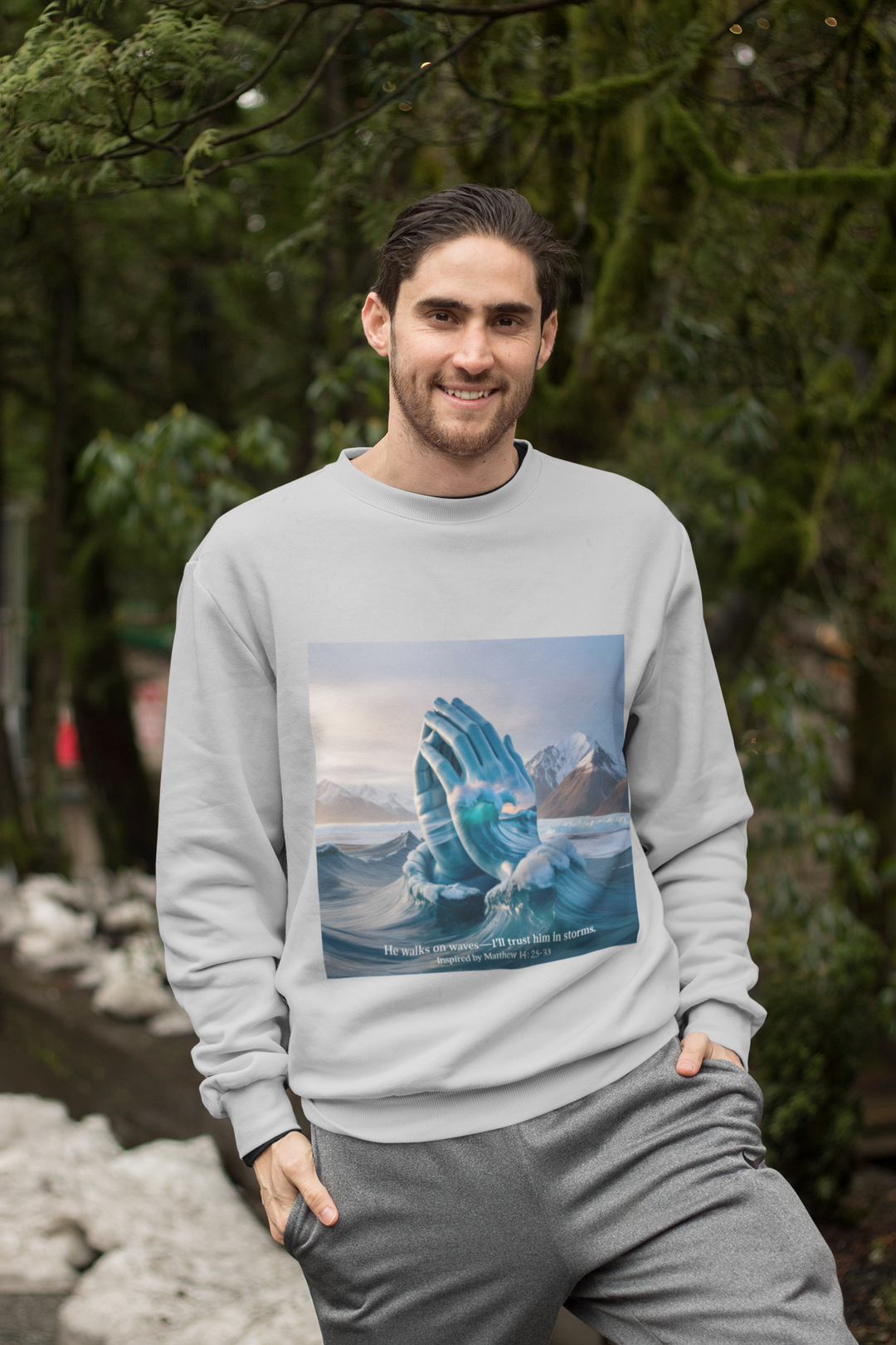 He Walks on Waves Sweatshirt