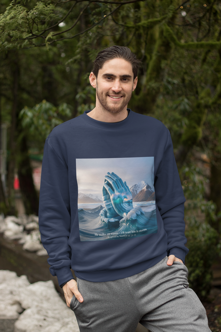 He Walks on Waves Sweatshirt