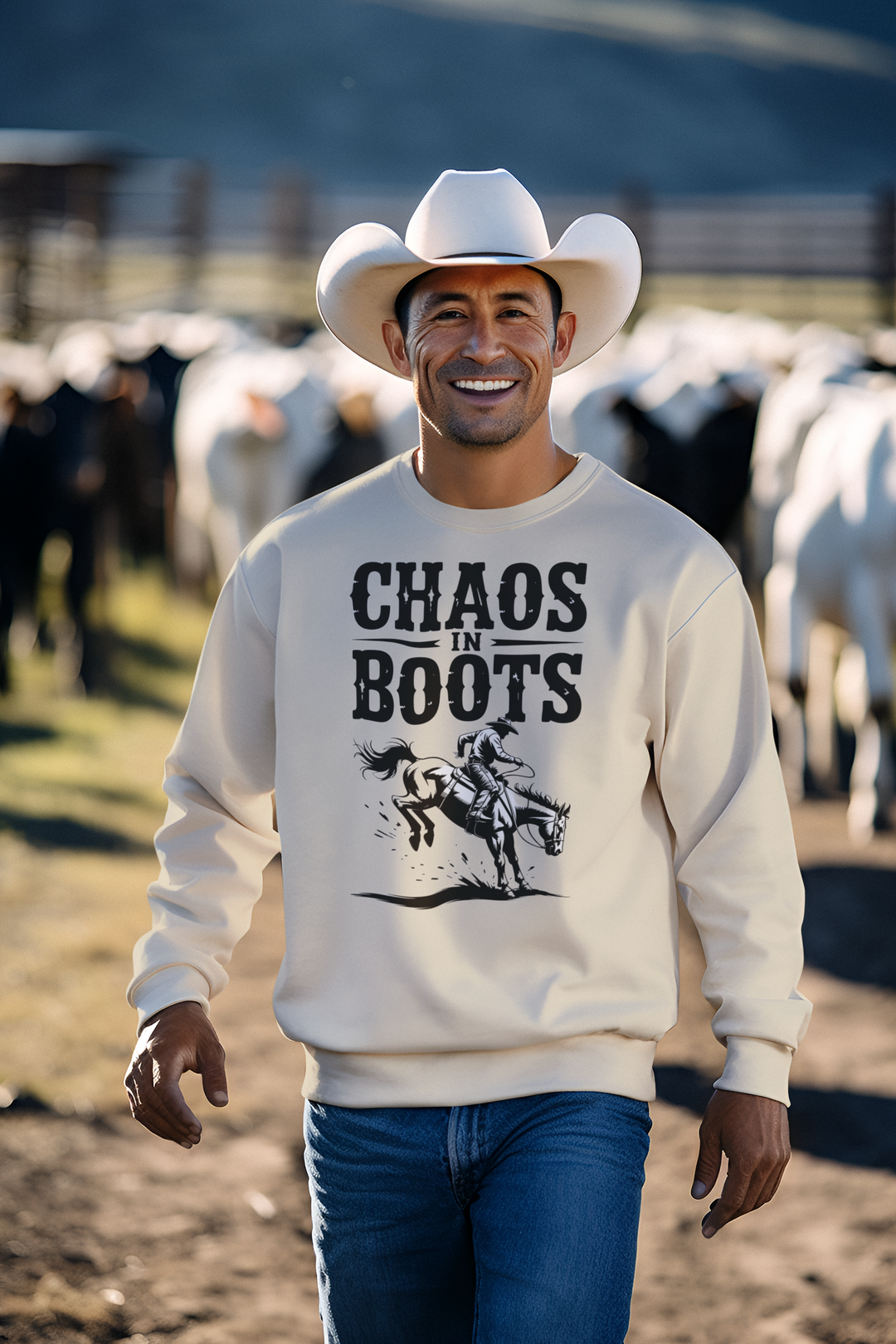 Chaos in Boots Bronc Crewneck Sweatshirt