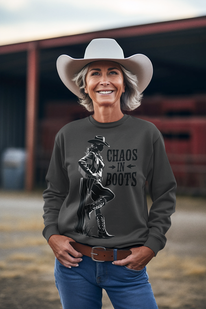 Chaos in Boots Cowgirl Rebel Bold Edition Crewneck Sweatshirt