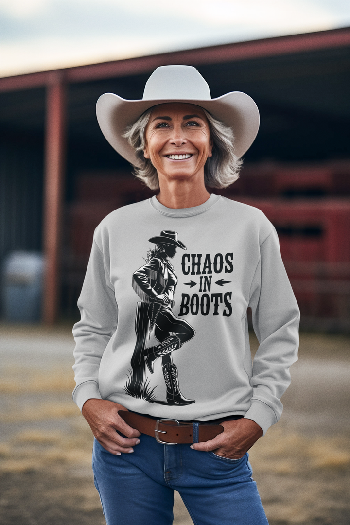 Chaos in Boots Cowgirl Rebel Bold Edition Crewneck Sweatshirt