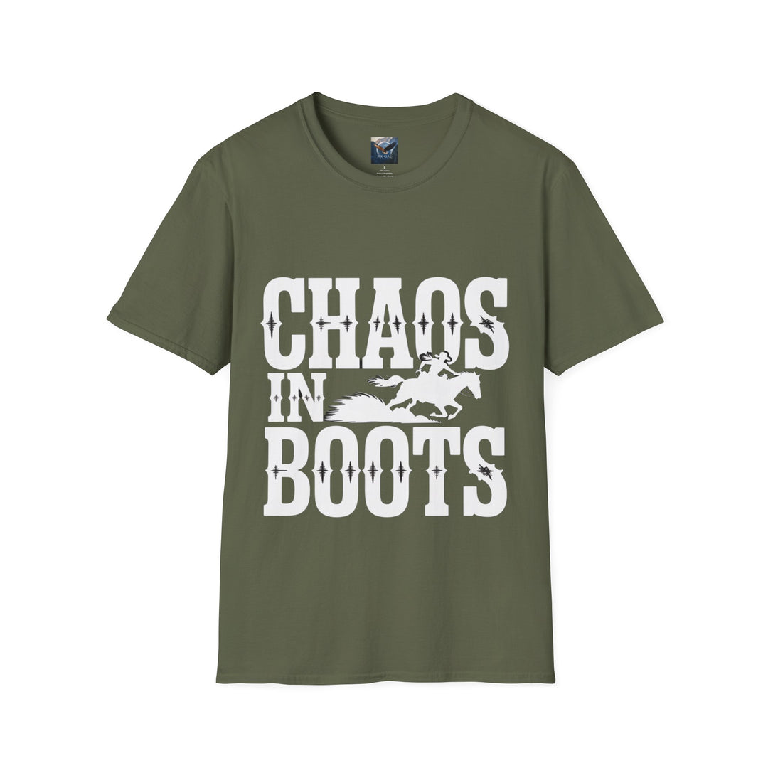 Chaos in Boots – Fast Barrel Racing T-Shirt