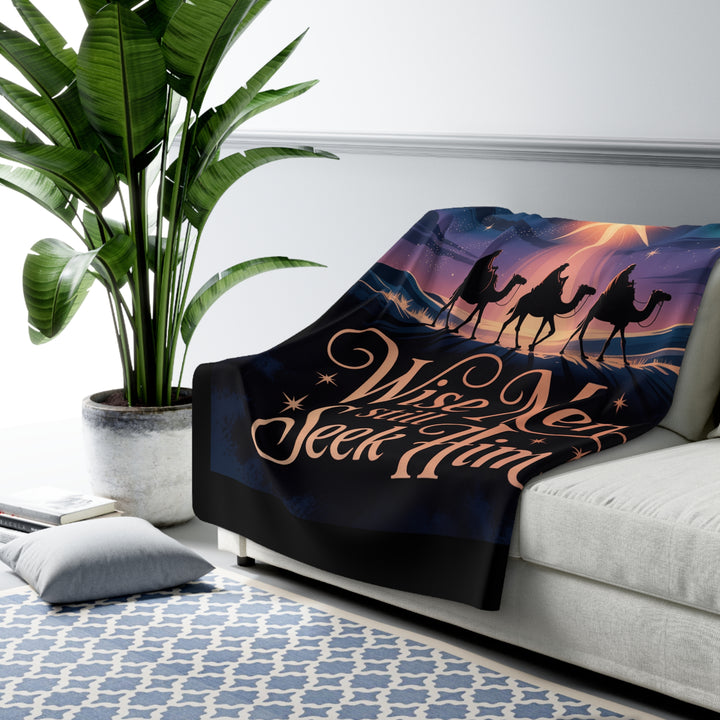 Inspirational Sherpa Fleece Blanket - Wise Men Still Seek Him Design