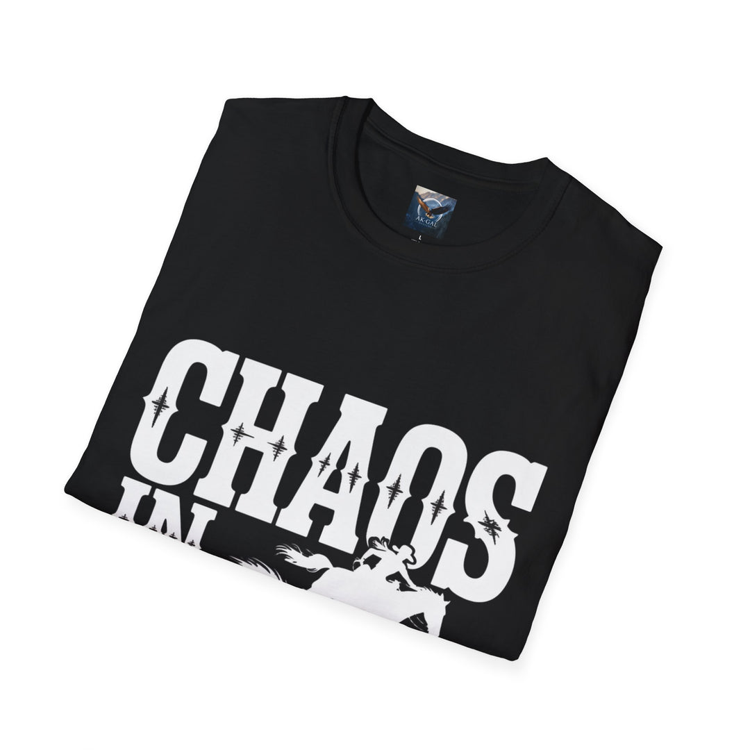 Chaos in Boots – Fast Barrel Racing T-Shirt