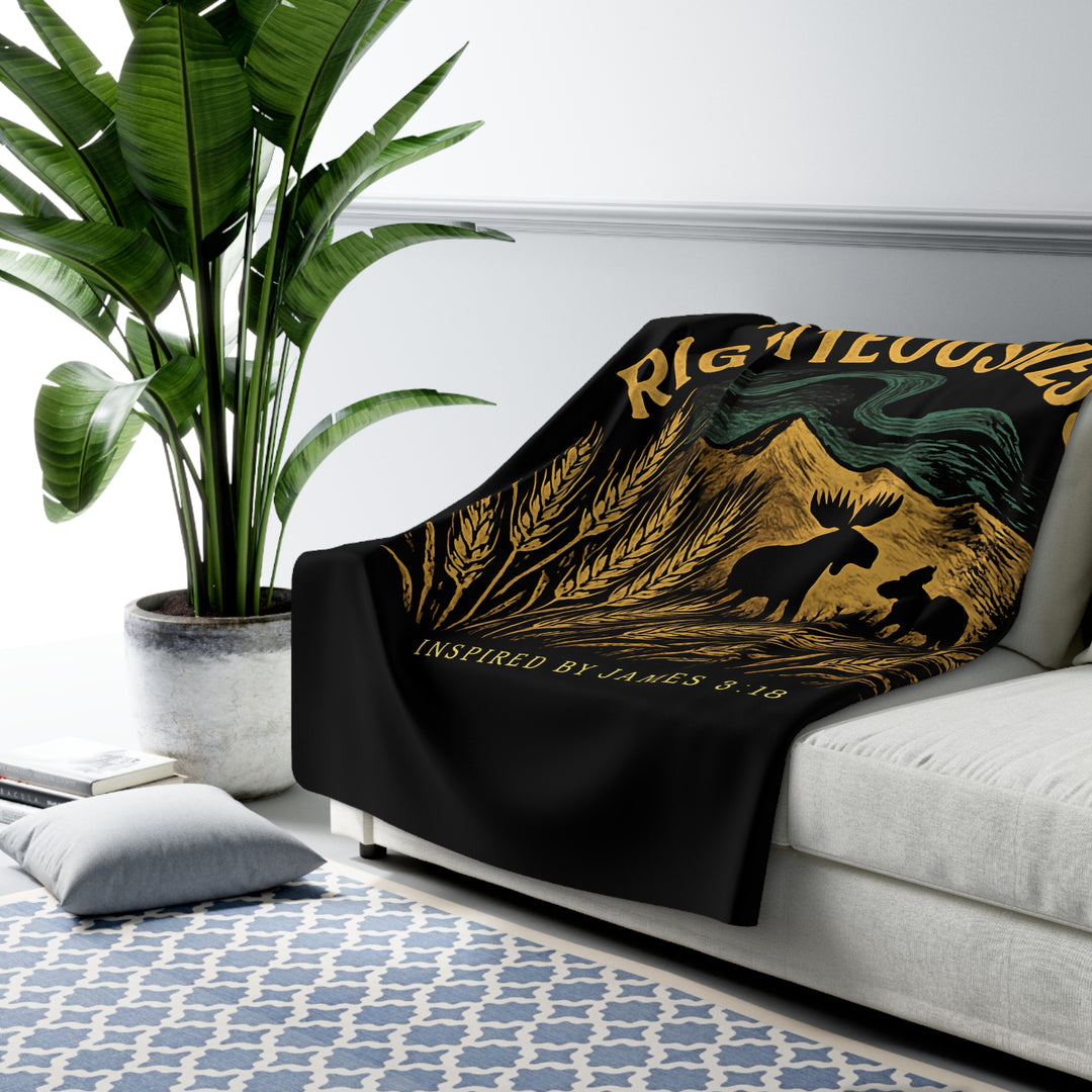 Inspirational Sherpa Fleece Blanket - Harvest of Righteousness Design