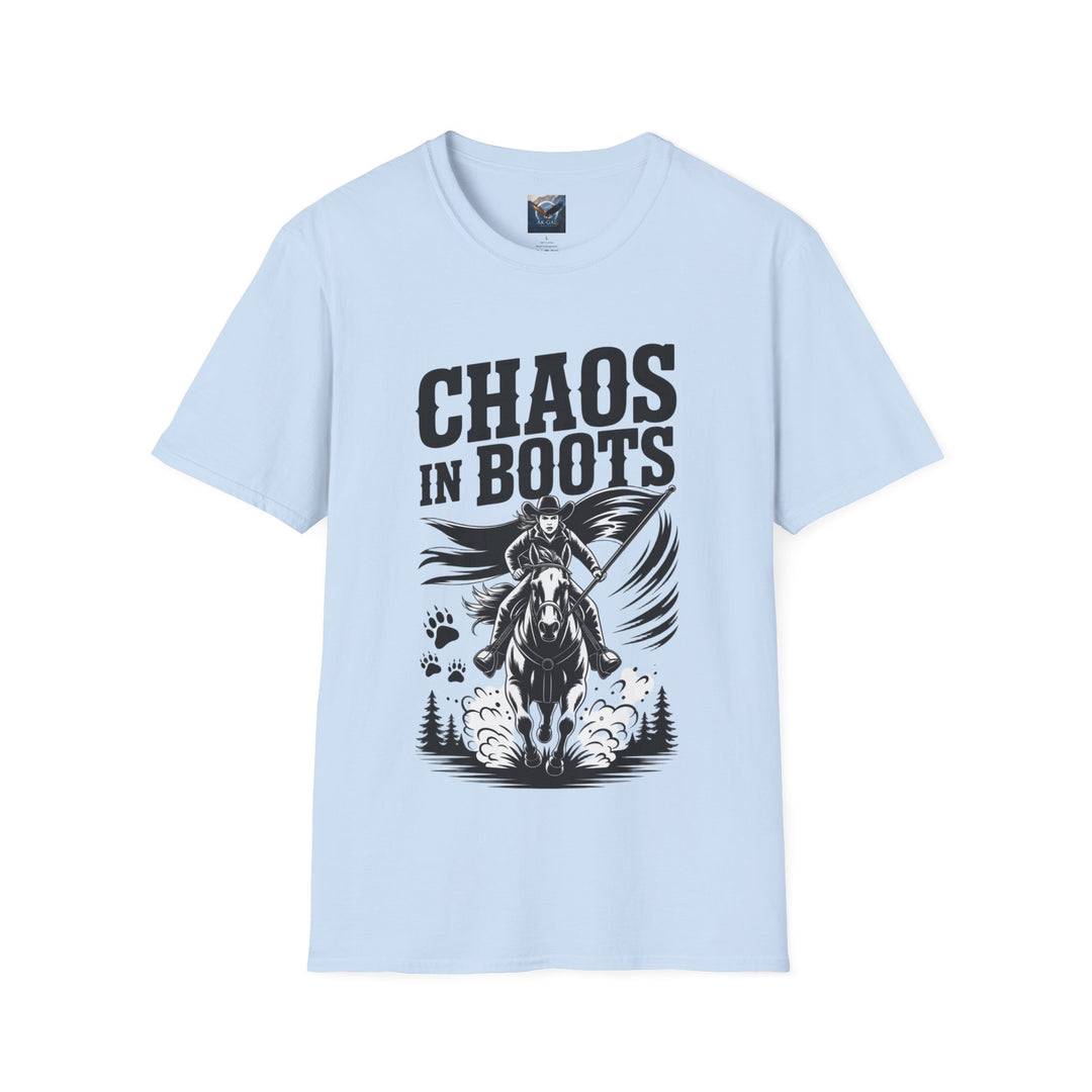 Chaos in Boots – Frontier Freedom Rider T-Shirt