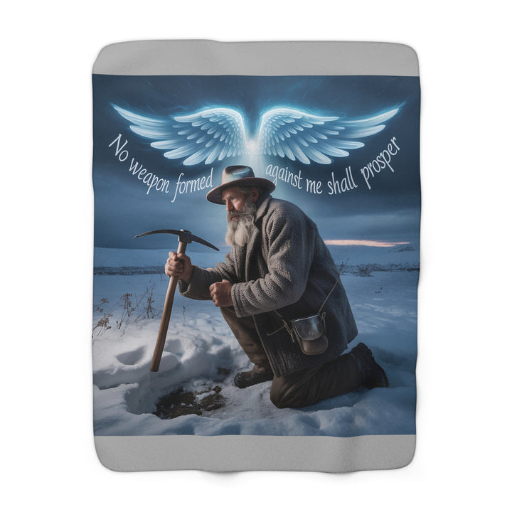 Inspirational Sherpa Fleece Blanket - No Weapon Formed Against Me Shall Prosper Design