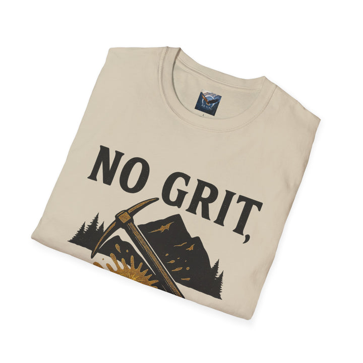 folded Beige No Grit, No Glory t-shirt – motivational unisex graphic tee