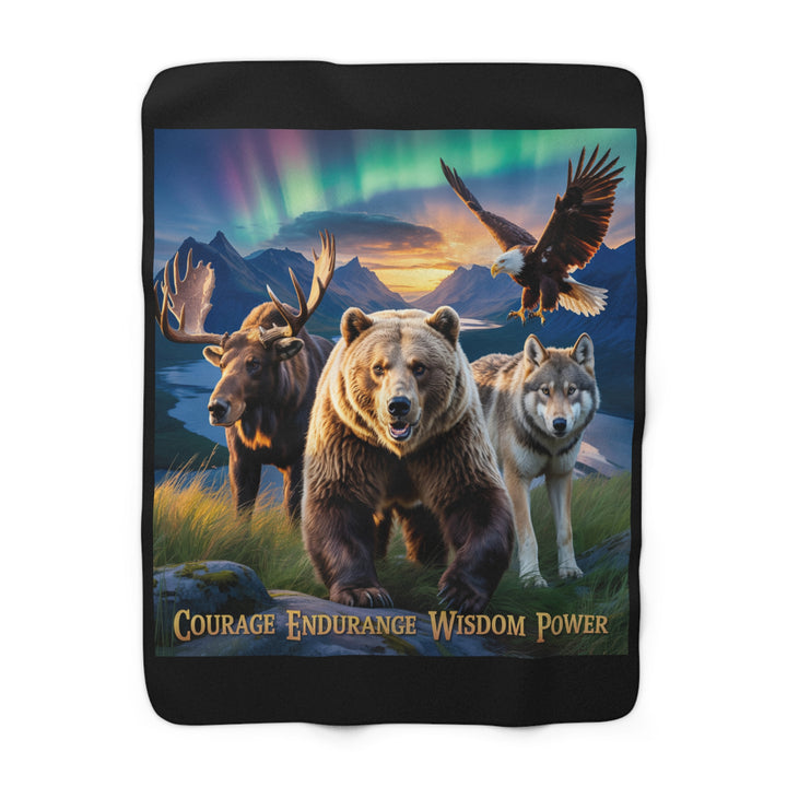 Sherpa Fleece Blanket - Courage, Endurance, Wisdom, Power Design