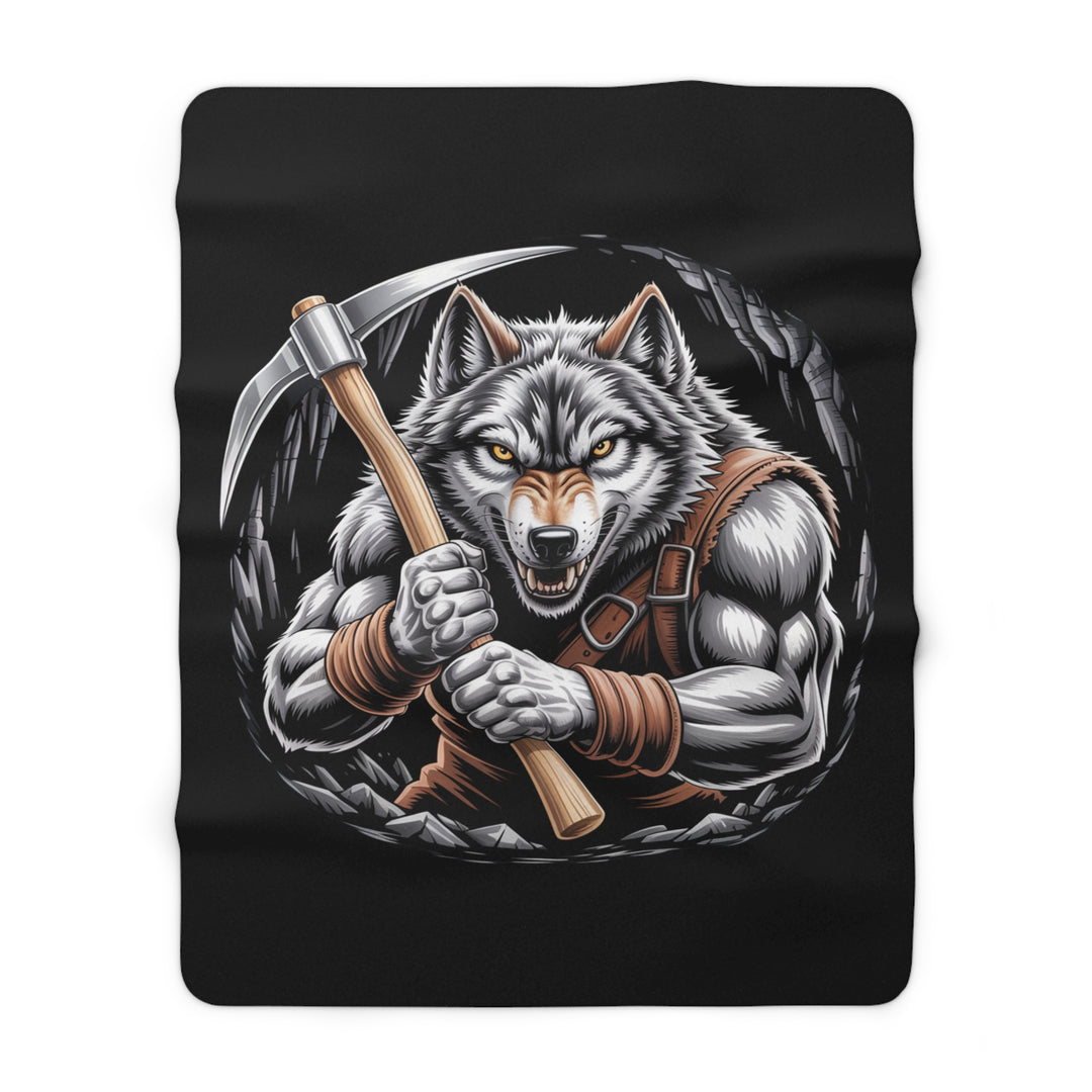 Fierce Wolf Mining Sherpa Fleece Blanket
