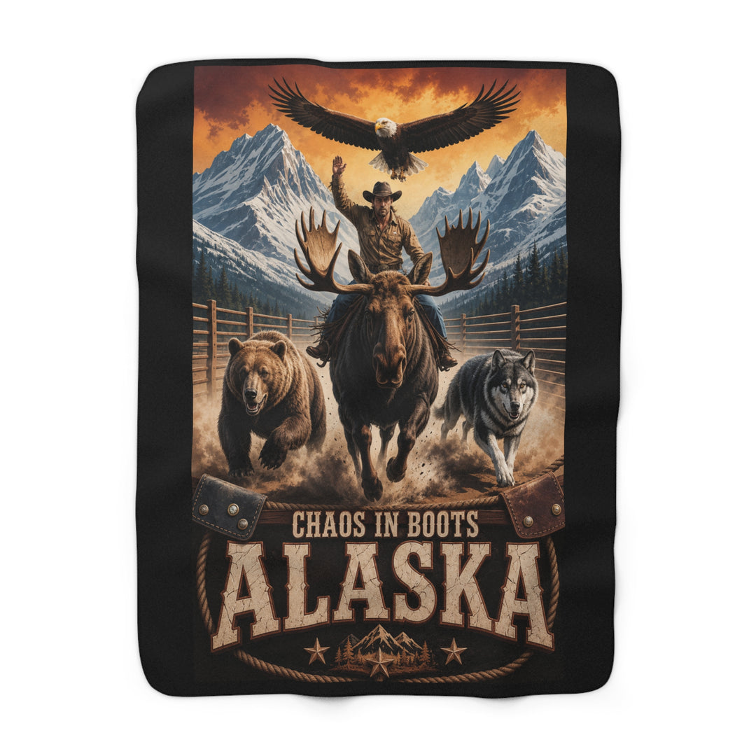 Chaos in Boots Alaska Rodeo Ride Sherpa Fleece Blanket