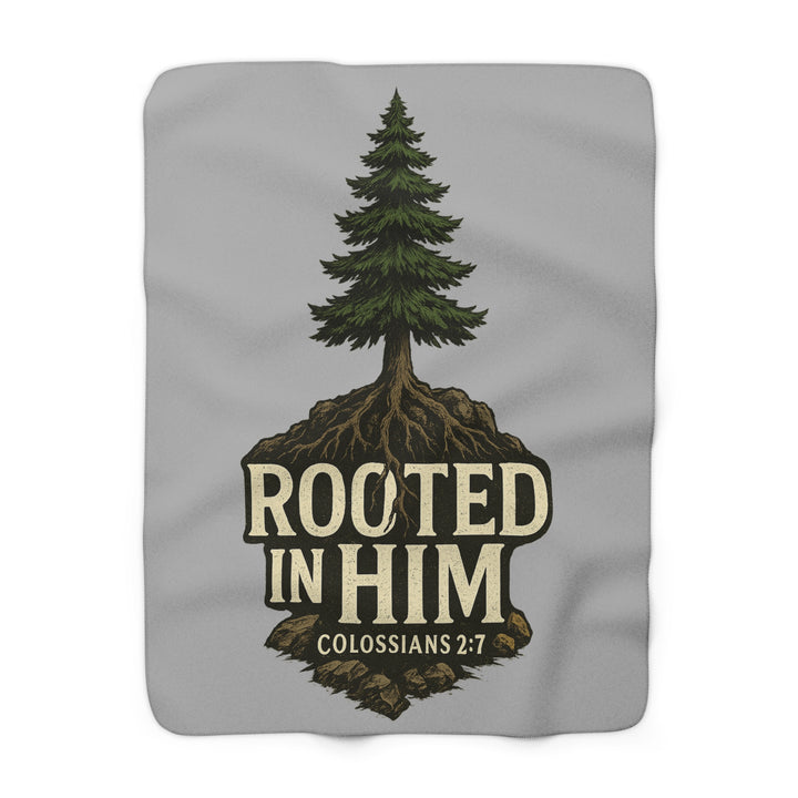 Inspirational Sherpa Fleece Blanket - Rooted in Him Design
