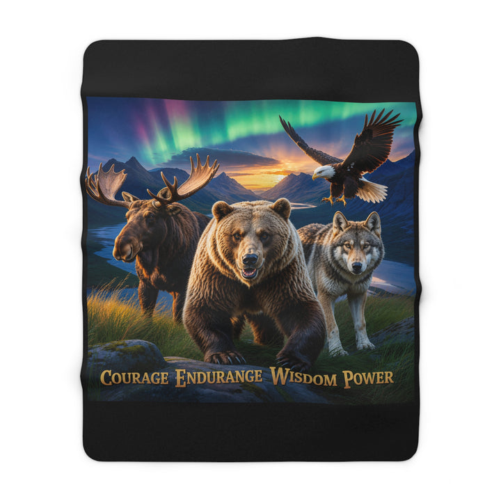 Sherpa Fleece Blanket - Courage, Endurance, Wisdom, Power Design