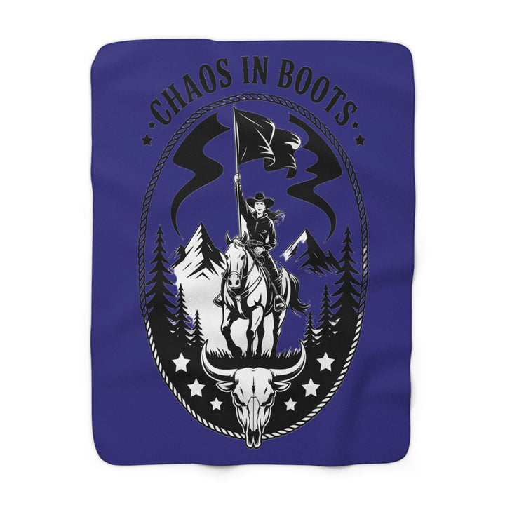 Chaos in Boots Midnight Frontier Sherpa Fleece Blanket